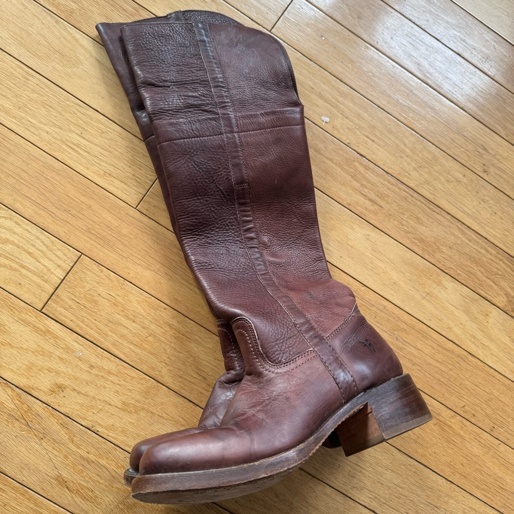 Vintage Frye Campus Boots Brown Leather Knee High Western Boots Size 9